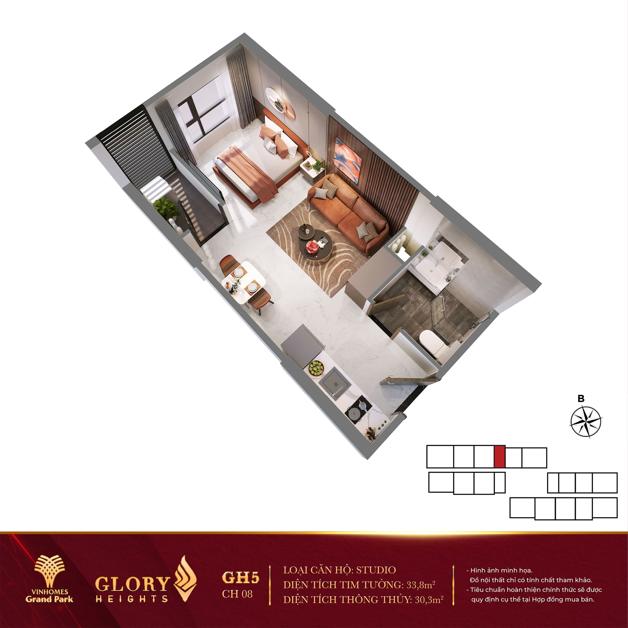 Layout thiết kế căn hộ Studio Glory Heights Vinhomes Grand Park. Layout thiết kế căn hộ Studio Glory Heights Vinhomes Grand Park.