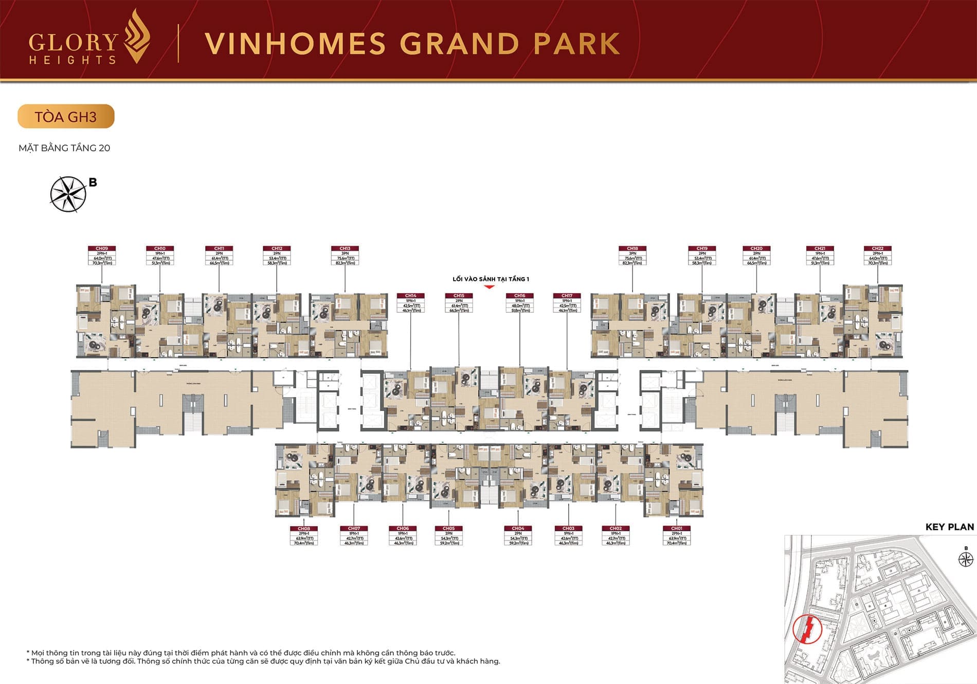 Mặt bằng Tầng 20 Tòa căn hộ GH3 phân khu Glory Heights Vinhomes Grand Park. Mặt bằng Tầng 20 Tòa căn hộ GH3 phân khu Glory Heights Vinhomes Grand Park.