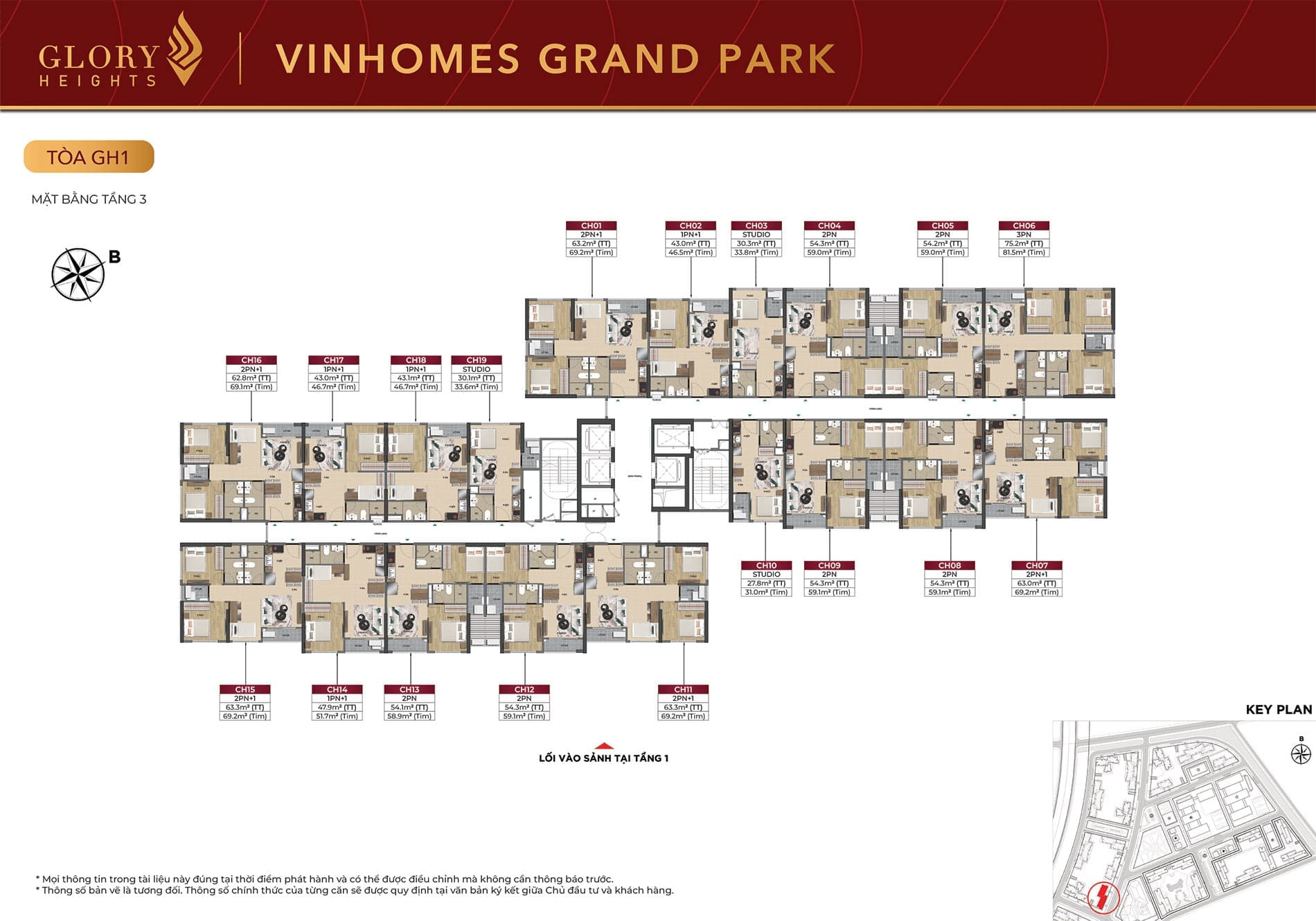 Mặt bằng Tầng 3 Tòa căn hộ GH1 phân khu Glory Heights Vinhomes Grand Park. Mặt bằng Tầng 3 Tòa căn hộ GH1 phân khu Glory Heights Vinhomes Grand Park.