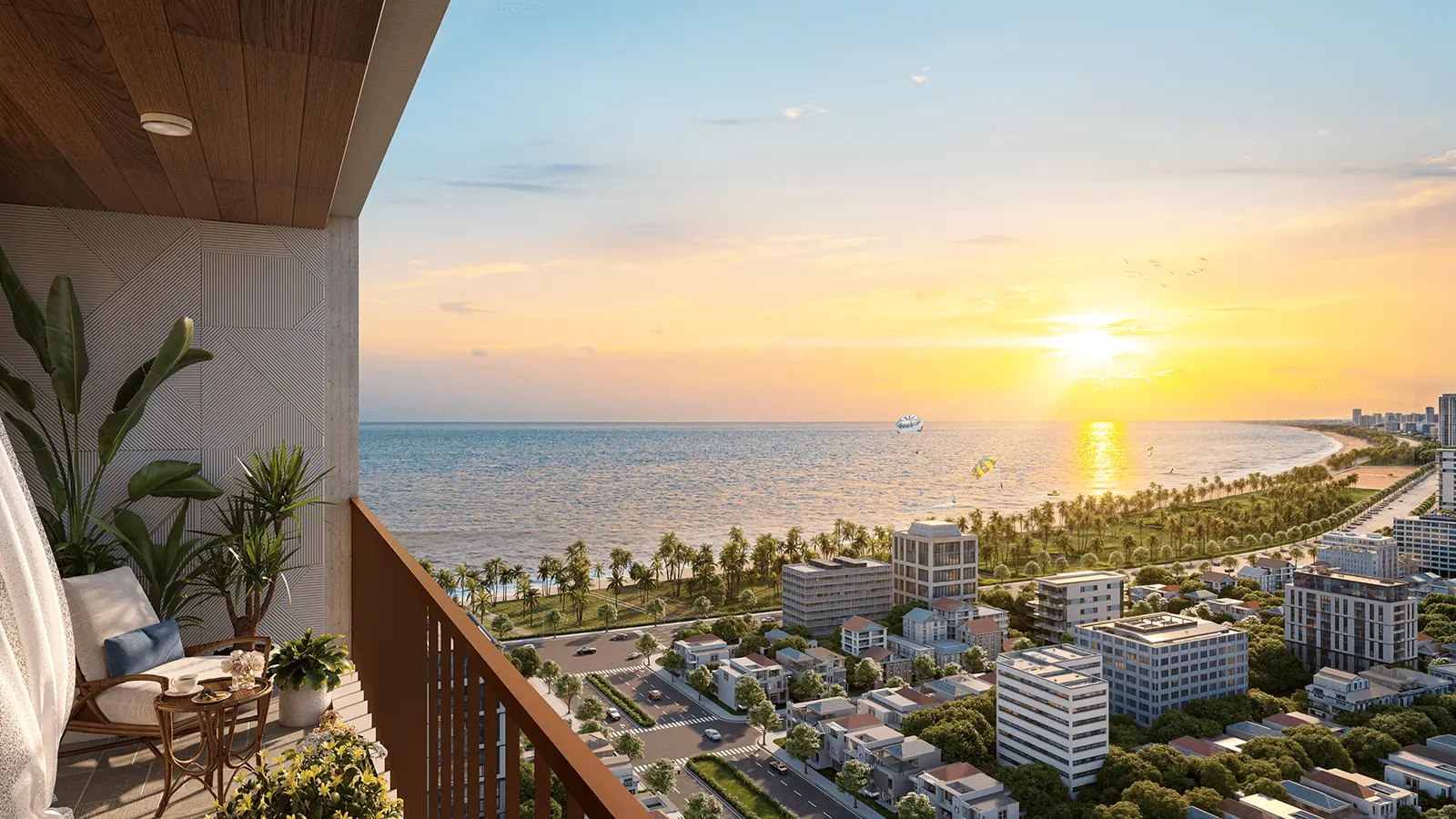Tận hưởng bình minh đẹp nhất từ ban công Sun Costa Residences Đà Nẵng, nơi vị trí “kim cương” hội tụ.